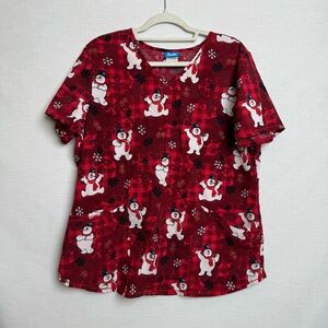 Frosty the Snowman Christmas Holiday Scrub Top – Women’s Size Large